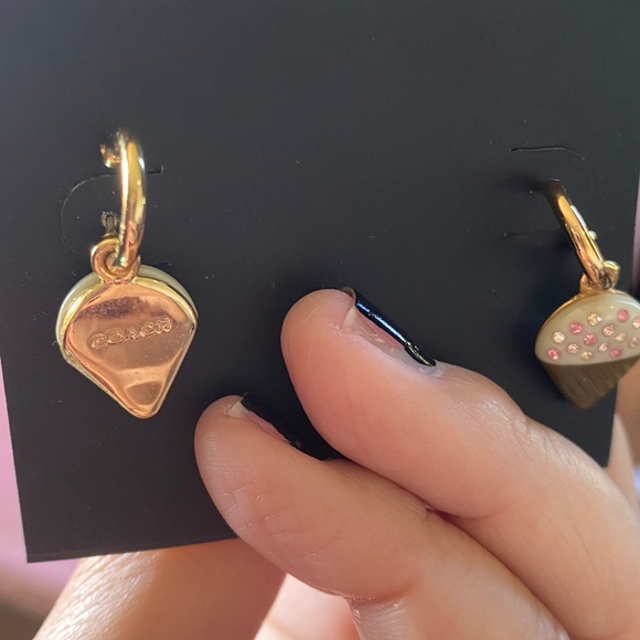 Coach Gold and White ice cream Earrings - Picture 2 of 3